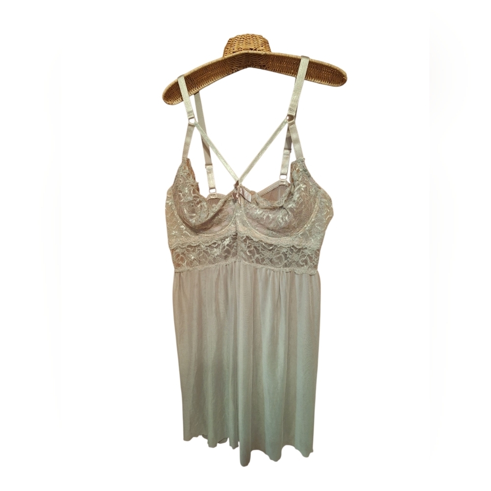 Just Sexy Lingerie LIZ040 TAUPE Mesh Lace Babydoll Chemise Plus Size 3X Fairy